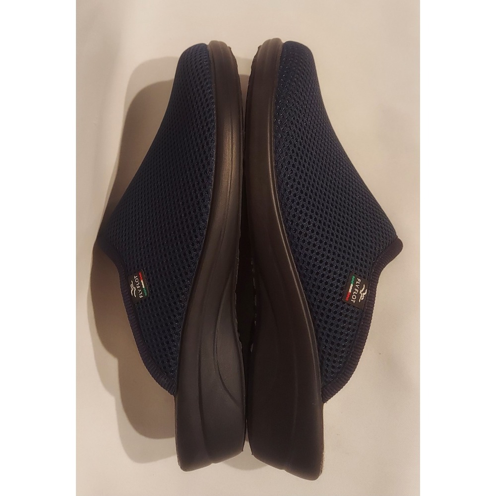 Fly Flot Womens Navy Blue Comfort Cushioned Mesh Leather Clogs Mules Size 9 - Picture 4 of 9